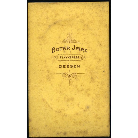 Botár Imre, Deés (ritka!), Erdély,  elegáns fiatal úr portréja, monarchia, 1860-as évek, Eredeti CDV, vizitkártya fotó. Botár Imrének leginkább tordai működését ismerjük!  