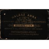 Halász Anna műterme, Budapest, elegáns fiú portréja, kalap, óralánc, fotóalbum, gyerek, monarchia, 1880-as évek, Eredeti CDV, vizitkártya fotó.   