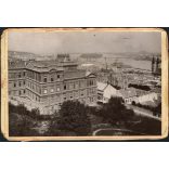 Víziváros látképe, Budapest, Duna, Toldy Ferenc utca, gimnázium, városkép,  1880-as évek, Eredeti kabinetfotó gyönyörű részletekkel, széle vágott.  