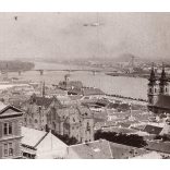 Víziváros látképe, Budapest, Duna, Toldy Ferenc utca, gimnázium, városkép,  1880-as évek, Eredeti kabinetfotó gyönyörű részletekkel, széle vágott.  