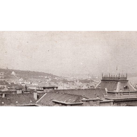 Víziváros látképe, Budapest, Duna, Toldy Ferenc utca, gimnázium, városkép,  1880-as évek, Eredeti kabinetfotó gyönyörű részletekkel, széle vágott.  