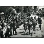 Nagyobb méret, Mező Sándor fotóművész, V. Világ Ifjúsági Találkozó, Biharkeresztes, VIT nemzetközi váltófutás Szófia-Varsó,  kommunizmus, 1955. július 10, 1950-es évek, Eredeti fotó, hátulján pecséttel jelzett papírkép. 