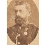 Meinhardt Ágoston műterme, Nagyszeben (Hermanstadt), Erdély, magyar, K.u.K katonatiszt egyenruhában, érdemrend, szakáll, 1870-es évek, Eredeti CDV, vizitkártya fotó, foltos.