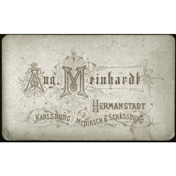 Meinhardt Ágoston műterme, Nagyszeben (Hermanstadt), Erdély, magyar, K.u.K katonatiszt egyenruhában, érdemrend, szakáll, 1870-es évek, Eredeti CDV, vizitkártya fotó, foltos.