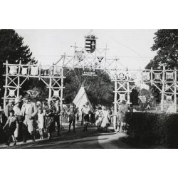   Cserkész Világtalálkozó, Gödöllő, Jamboree, Dzsembori, III. Altábor, Koppenhágai  kapu,  Horthy-korszak, 1933. VIII. 7, 1930-as évek, Eredeti fotó, hátulján feliratozott papírkép.
