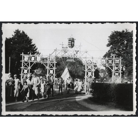Cserkész Világtalálkozó, Gödöllő, Jamboree, Dzsembori, III. Altábor, Koppenhágai  kapu,  Horthy-korszak, 1933. VIII. 7, 1930-as évek, Eredeti fotó, hátulján feliratozott papírkép.
