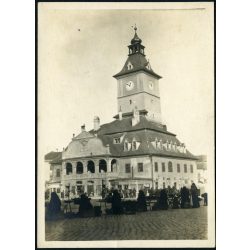   Piac a Városházánál, Brassó, Erdély, Borbély Antal üzlete, monarchia, 1910-es évek, Eredeti fotó, hátulján feliratozott papírkép.   
