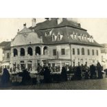 Piac a Városházánál, Brassó, Erdély, Borbély Antal üzlete, monarchia, 1910-es évek, Eredeti fotó, hátulján feliratozott papírkép.   