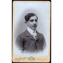   Matz Gusztáv műterme, Igló (Poprád), Felvidék, elegáns fiú portréja, monarchia, 1890-es évek, Eredeti CDV, vizitkártya fotó. 