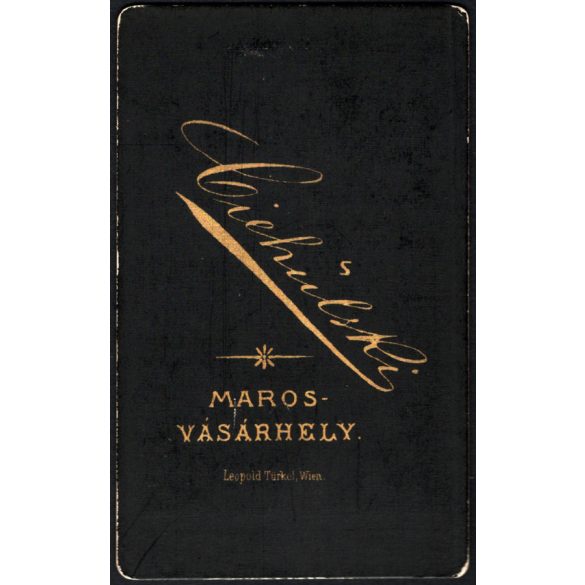 Ciehulski Péter műterme, Marosvásárhely, Erdély, elegáns fiatal férfi portréja, monarchia, 1880-as évek, Eredeti CDV, vizitkártya fotó. 