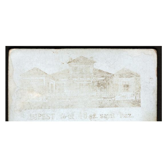 Csillagi Lajos műterme, Újpest,  elegáns fiatal nő portréja, 1900-as évek, Eredeti CDV, vizitkártya fotó, hátulján a műterem elmosódott rajza.   