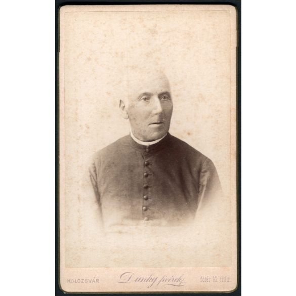 Dunky fivérek műterme, Kolozsvár, Erdély, egyházi személy, katolikus pap, plébános portréja, monarchia, 1880-as évek, Eredeti CDV, vizitkártya fotó.   méret megközelítőleg (centiméterben): 6.5 x 10.8  Használt! Eredeti nagyítás! Nem reprint, nem máso