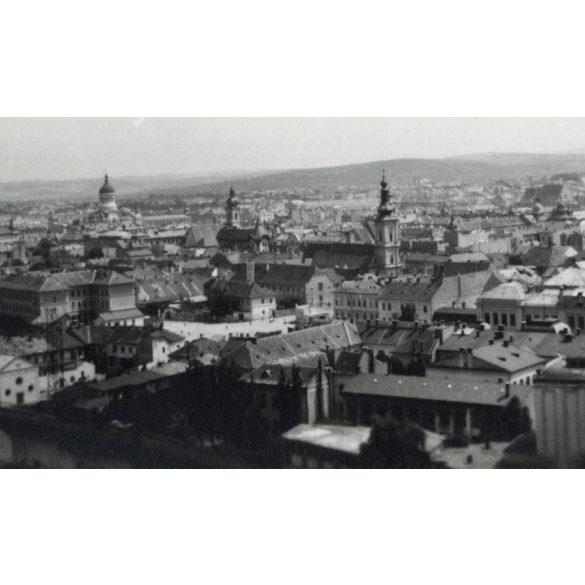„Kolozsvár látképe a Fellegvárból”. Erdély, városkép, 2. világháború, Horthy-korszak, 1943, 1940-es évek, Eredeti fotó, hátulján feliratozott papírkép. 