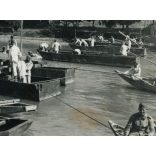 Magyar katonák pontonhidat építenek, egyenruha, 2. világháború, közlekedés, Horthy-korszak, 1940-es évek, Eredeti fotó, papírkép.   