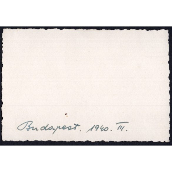 Jégzajlás a Dunán, régi Erzsébet híd, villamos, jármű, közlekedés, helytörténet, Horthy-korszak, 1940, 1940-es évek, Eredeti fotó, hátulján feliratozott papírkép.   