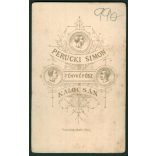 Perucki Simon műterme, Kalocsa, kisfiú sapkában, sétapálcával, monarchia, 1870-es évek, Eredeti CDV, vizitkártya fotó.  