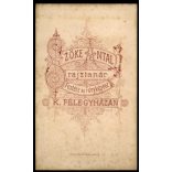 Ritka! Szőke Antal rajztanár Festész és Fényképész műterme, Kiskunfélegyháza, fiatal nő pöttyös ruhában, helytörténet, monarchia, 1870-es évek, Eredeti CDV, vizitkártya fotó.   