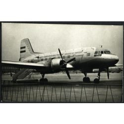   HA-MAC magyar felségjelű IL-14 repülőgép, Kelet-Németország, jármű, közlekedés, kommunizmus, Magyar Légiközlekedési Vállalat, 1950-es évek, Eredeti fotó, papírkép.  