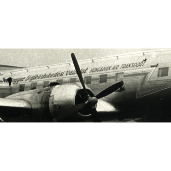 HA-MAC magyar felségjelű IL-14 repülőgép, Kelet-Németország, jármű, közlekedés, kommunizmus, Magyar Légiközlekedési Vállalat, 1950-es évek, Eredeti fotó, papírkép.  