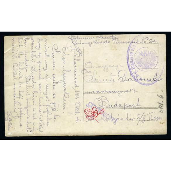 Tábori posta, magyar katonák szerb parasztokkal, Pétervárad, tábori konyha, Szinte László, egyenruha, 1. világháború, egyenruha, monarchia, 1910-es évek, Eredeti fotó, lebélyegzett papírkép.  