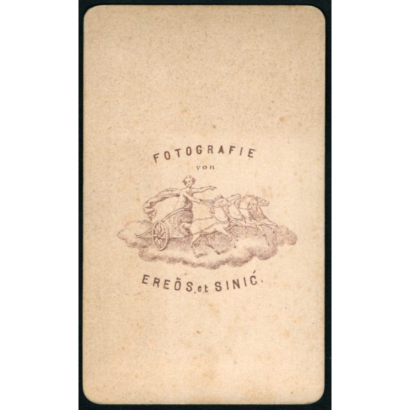 Ereös et Sinic műterem, elegáns hölgy portréja, főkötő, monarchia, 1860-as évek, Eredeti CDV, vizitkártya fotó. 