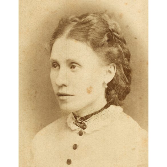 N. Stockmann műterem, Pancsova (Bécs), Vajdaság, elegáns hölgy portréja monarchia, 1860-as évek, Eredeti CDV, vizitkártya fotó.   