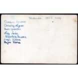 Úttörő lányok a táborban, Tóalmás, egyenruha, nyakkendő, kommunizmus, helytörténet, 1955, 1950-es évek, Eredeti fotó, hátulján feliratozott, nevesített papírkép.  