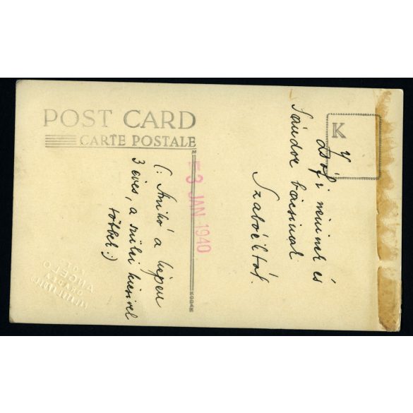 Foto ANGELO, Nagyvárad (Oradea), Erdély, családportré, kislány babával, 1940, 1940-es évek, Eredeti fotó,  mélynyomóval jelzett papírkép, hátulján feliratozva.