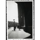 Séta a Belvárosban, Budapest, Piarista Gimnázium, régi Erzsébet híd,  közlekedés, 1938, 1930-as évek, Eredeti fotó, hátulján feliratozott papírkép.   