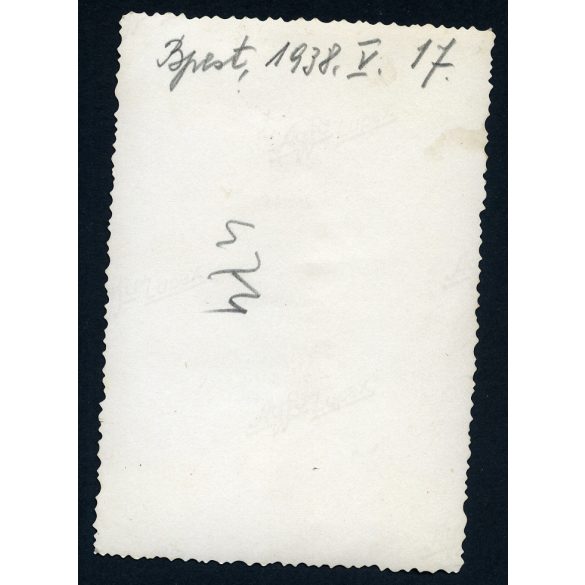 Séta a Belvárosban, Budapest, Piarista Gimnázium, régi Erzsébet híd,  közlekedés, 1938, 1930-as évek, Eredeti fotó, hátulján feliratozott papírkép.   