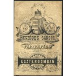 Beszédes Sándor műterme, Esztergom, elegáns nő portréja, fejdísz, gyűrű, monarchia, 1860-as évek, Eredeti CDV, korai vizitkártya fotó gyönyörű hátlappal.   