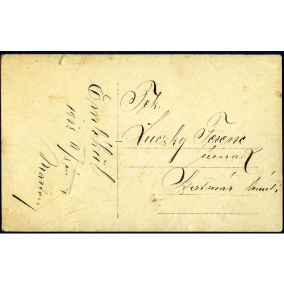 Magyar, K.u.K. katona egyenruhában, lóháton, 1. világháború, 1918, 1910-es évek, Eredeti fotó, hátulján feliratozott papírkép, Szatmárnémetibe címezve.  