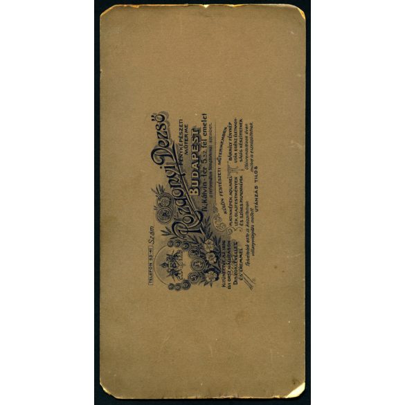 Nagyobb méret, Rozgonyi Dezső műterme, Budapest, magyar K.u.K. katona egyenruhában, kard, gyűrű, monarchia, 1900-as évek, Eredeti kabinetfotó, sarka sérült. 