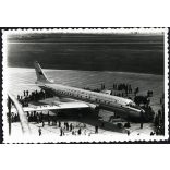 A  TU-104-es sugárhajtású szovjet repülőgép bemutatója, Budapest, Ferihegyi repülőtér, aviatika, jármű, közlekedés, Tupoljev, Aeroflot, kommunizmus 1956. július 19., 1950-es évek, Eredeti fotó, papírkép.  