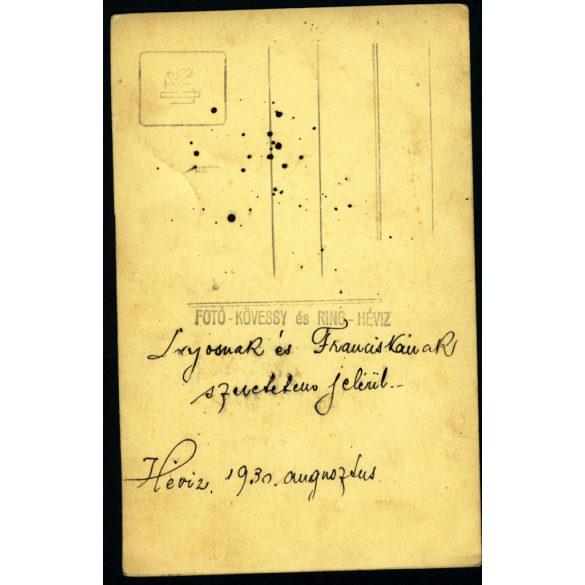 Fotó Kövessy és Ring, nyaralók a szökőkútnál, Hévíz, fürdőhely, úri társaság, Horthy-korszak 1930., 1930-as évek, Eredeti fotó, hátulján feliratozott papírkép.  