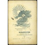 Schmidt Ede műterme, Budapest, elegáns karcsú nő portréja, monarchia, 1890-es évek, Eredeti kabinetfotó. 