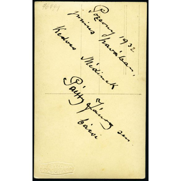 Mindszenty műterem, Pozsony, elegáns férfi, (gróf?) Pálffy János portréja, Horthy-korszak, 1932, 1930-as évek, Eredeti fotó, hátulján feliratozott, aláír, szignózott, mélynyomóval jelzett papírkép.