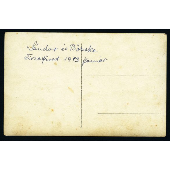 Elegáns gyerekek, Sándor és Bözske, Tiszafüred, Jász-Nagykun-Szolnok megye, helytörténet, monarchia, 1913, 1910-es évek, Eredeti fotó, hátulján feliratozott, papírkép. 