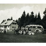 Ottília menedékház, Kassa környéke, (Felvidék), Mávag alvázas UHRI (UHRY) magyar autóbusz, jármű, közlekedés, Horthy-korszak, 1939, 1930-as évek, Eredeti fotó, papírkép.   