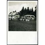 Ottília menedékház, Kassa környéke, (Felvidék), Mávag alvázas UHRI (UHRY) magyar autóbusz, jármű, közlekedés, Horthy-korszak, 1939, 1930-as évek, Eredeti fotó, papírkép.   