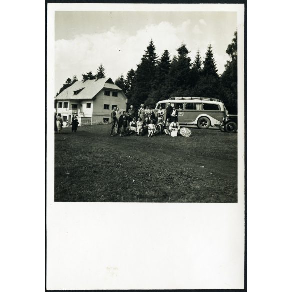 Ottília menedékház, Kassa környéke, (Felvidék), Mávag alvázas UHRI (UHRY) magyar autóbusz, jármű, közlekedés, Horthy-korszak, 1939, 1930-as évek, Eredeti fotó, papírkép.   