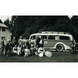 Ottília menedékház, Kassa környéke, (Felvidék), Mávag alvázas UHRI (UHRY) magyar autóbusz, jármű, közlekedés, Horthy-korszak, 1939, 1930-as évek, Eredeti fotó, papírkép.   