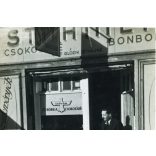 Glózik Istvánné édességboltja, Budapest (?), STÜHMER, István édesség, bolt, üzlet, kirakat, reklám, cukrászda, Horthy-korszak, 1930-as évek, Eredeti fotó, papírkép.   