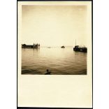 Kikötőben, Balatonfüred, Balaton, fürdőház, hajó, Horthy-korszak, 1930-as évek, Eredeti fotó, papírkép.  