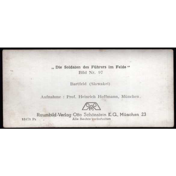 Német katonák ágyúkkal, Bártfa, (Felvidék, Szlovákia), katonai teherautók, fegyver, katona, egyenruha, 2. világháború, Horthy-korszak, 1940-es évek, Eredeti sztereó fotó, hátulján feliratozott gyűjteményes papírkép.  