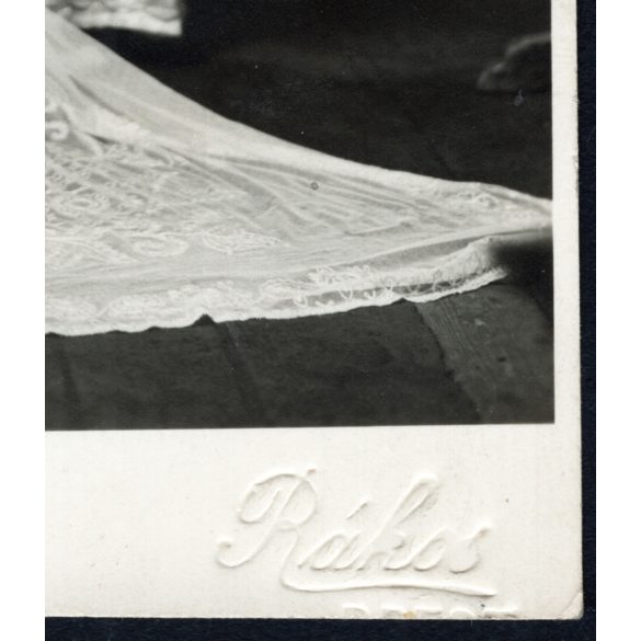 Rákos fotó, Budapest, gyönyörű menyasszony, esküvő, virág, ünnep, Horthy-korszak, 1943, 1940-es évek, Eredeti fotó, papírkép.  