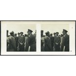 Német (náci) katonai vezetők egy katonai repülőtéren,  Lengyelország, Opole (Oppeln) Adolf Hitler, Fürer (Führer), egyenruha, 2. világháború, Horthy-korszak, jármű, közlekedés, 1939, 1930-as évek, Eredeti sztereó fotó, hátulján feliratozott gyűjtemén
