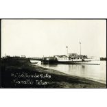 Hajó a kikötőben, Kulcs, Nyaralótelep, hajóállomás, Duna, jármű, közlekedés, helytörténet, Horthy-korszak, 1920-as évek, Eredeti fotó, papírkép. 