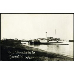   Hajó a kikötőben, Kulcs, Nyaralótelep, hajóállomás, Duna, jármű, közlekedés, helytörténet, Horthy-korszak, 1920-as évek, Eredeti fotó, papírkép. 