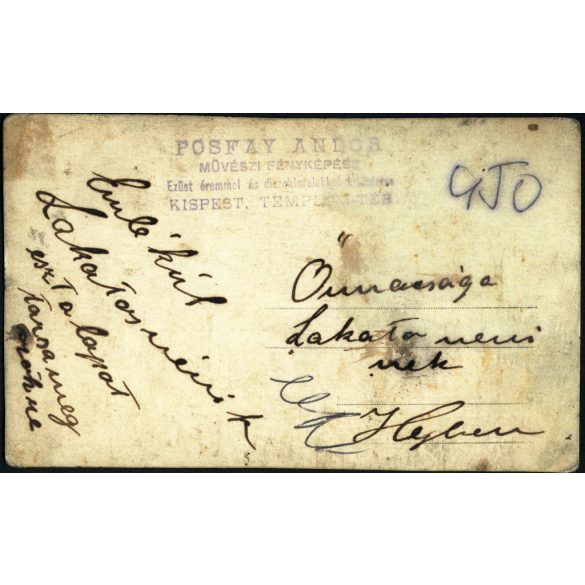 Posfay Andor művészi fényképész, Kispest, fiatal pár magyaros jelmezben, székelyharisnya, bocskor, nemzeti szalag, helytörténet,  Horthy-korszak, 1920-as évek, Eredeti fotó, pecséttel jelzett papírkép.